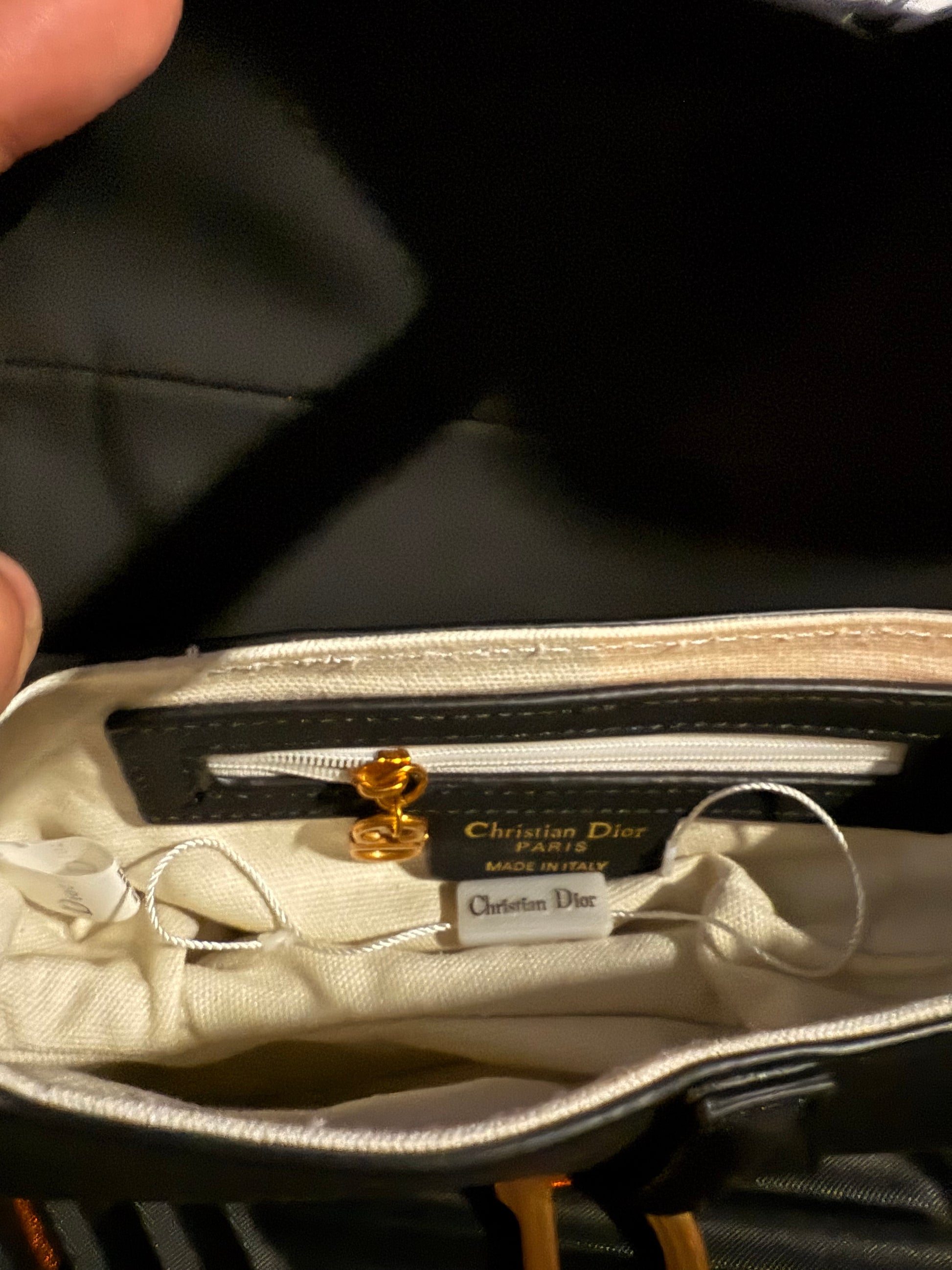 CHRISTIAN DIOR Grained Calfskin Saddle Bag Black