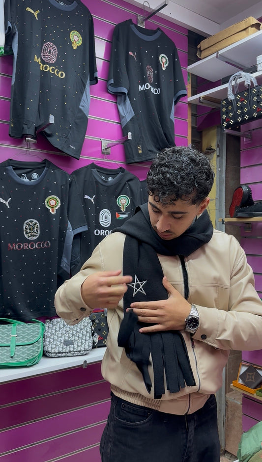 Black scarf with packaging