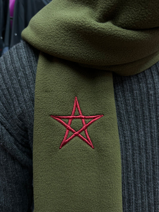 Green scarf with packaging