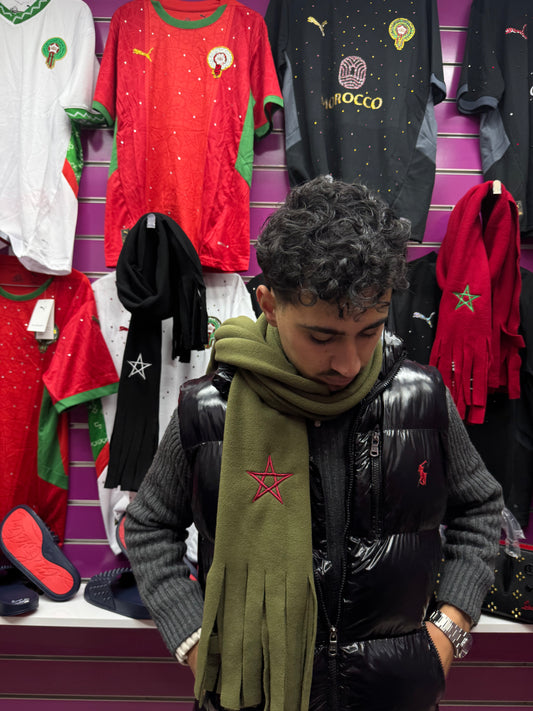 Green scarf with packaging