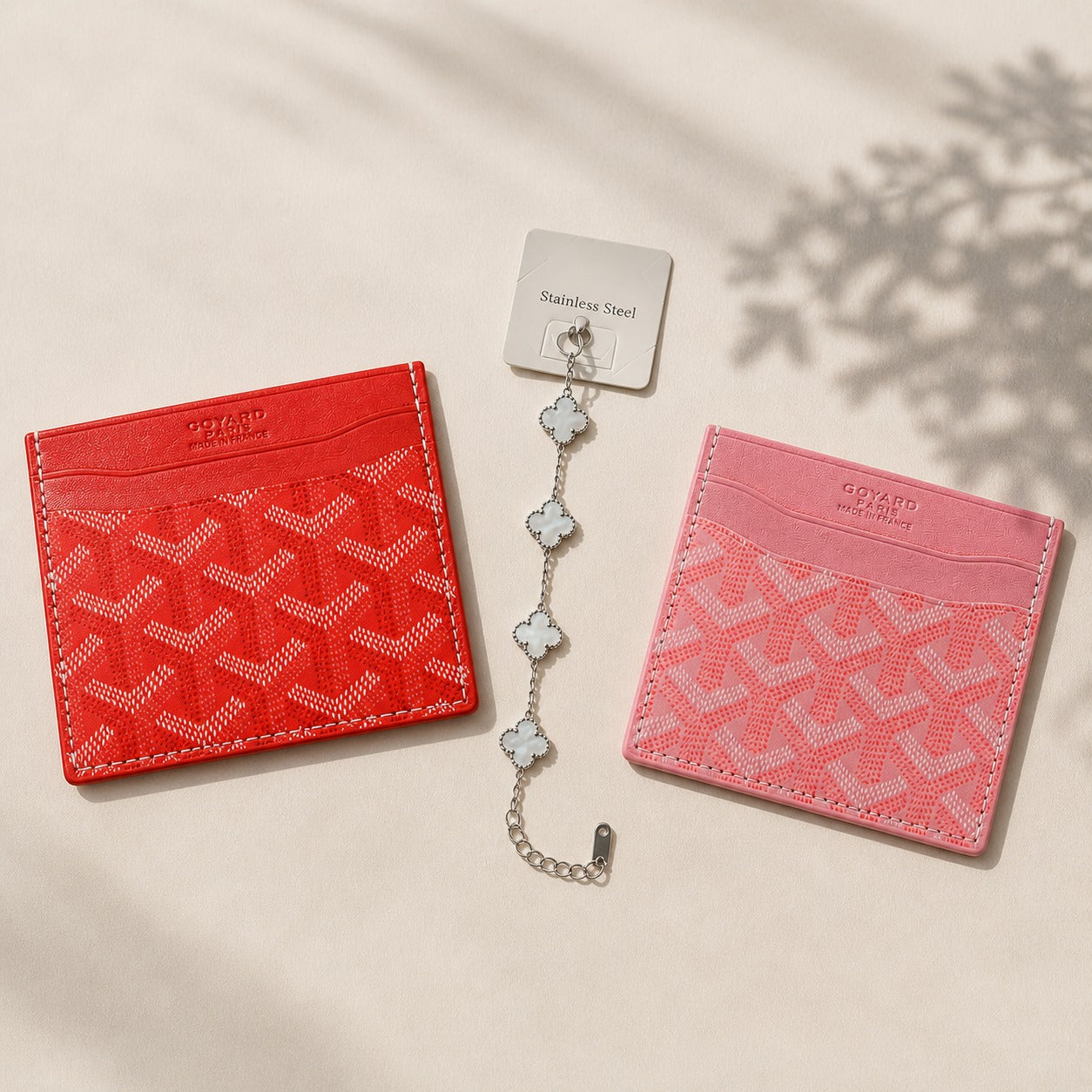 Pack 2 porte carte goyard + bracelet van cleef blanc gratuite ✅