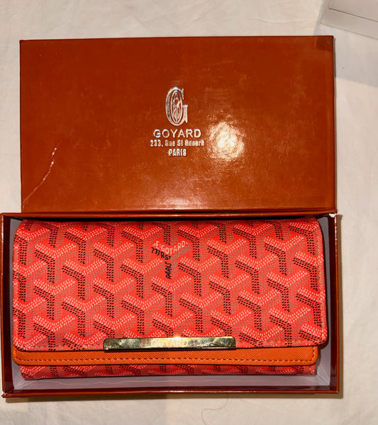 Porte feuille Goyard orange pour femme
