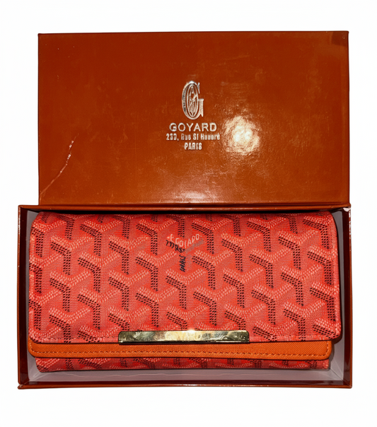 Porte feuille Goyard orange pour femme
