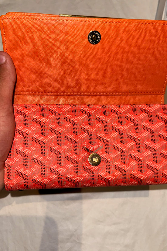 Porte feuille Goyard orange pour femme